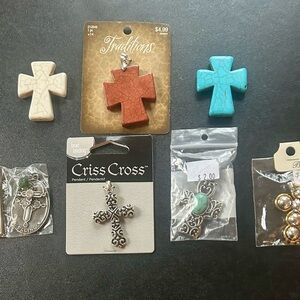 🏷️Cross & Faith Pendant Bundle | Turquoise, Silver & Stone | Destash Lot🏷️